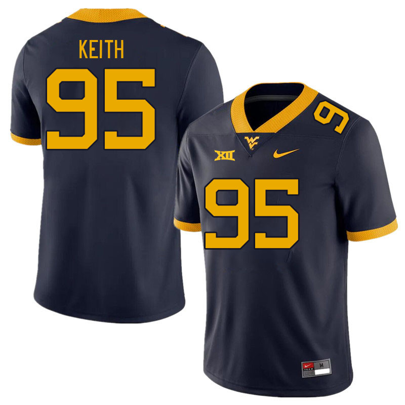 Men #95 Zachariah Keith West Virginia Mountaineers College Football Jerseys Stitched Sale-Navy